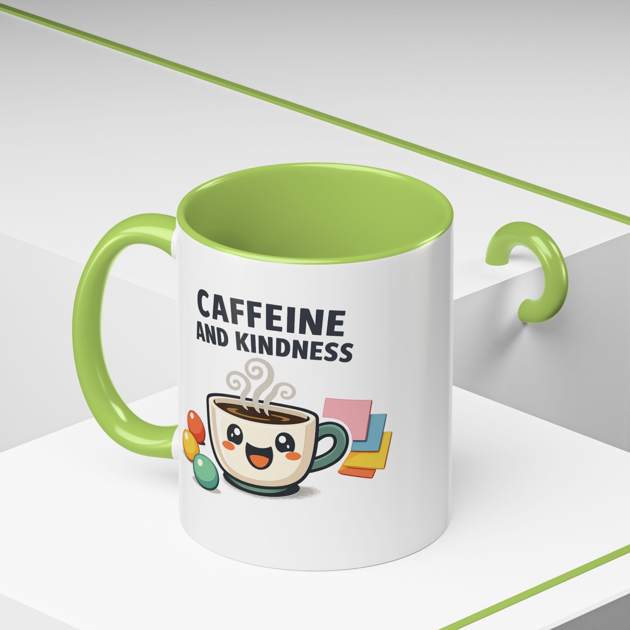 Caffeine and Kindness Coffee Mug – Ceramic Accent Mug (11oz / 15oz)