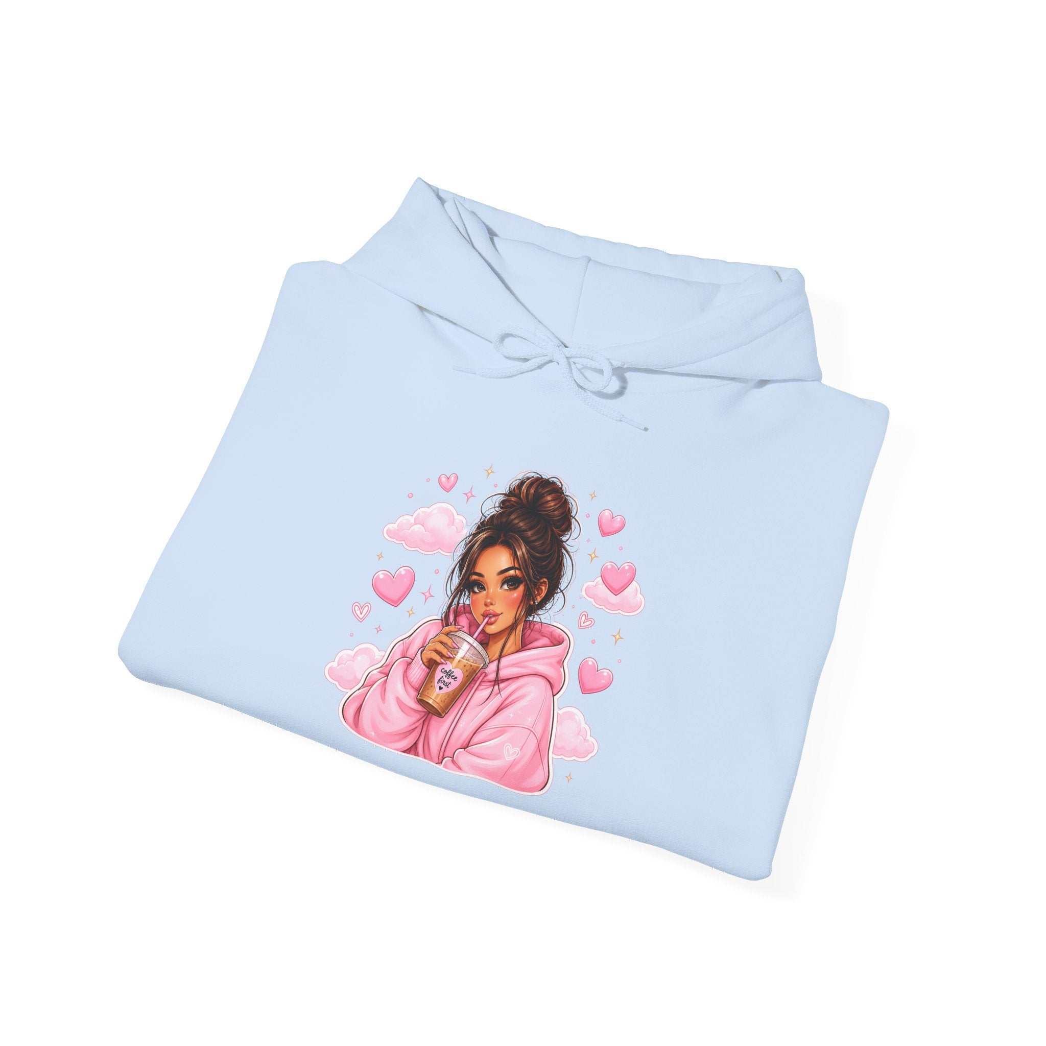 Cute Pink Heart Girl Hoodie — Cozy Graphic Sweatshirt