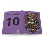 One Game One World Hardcover Journal — Personalized Soccer Notebook (Custom Name & Number)
