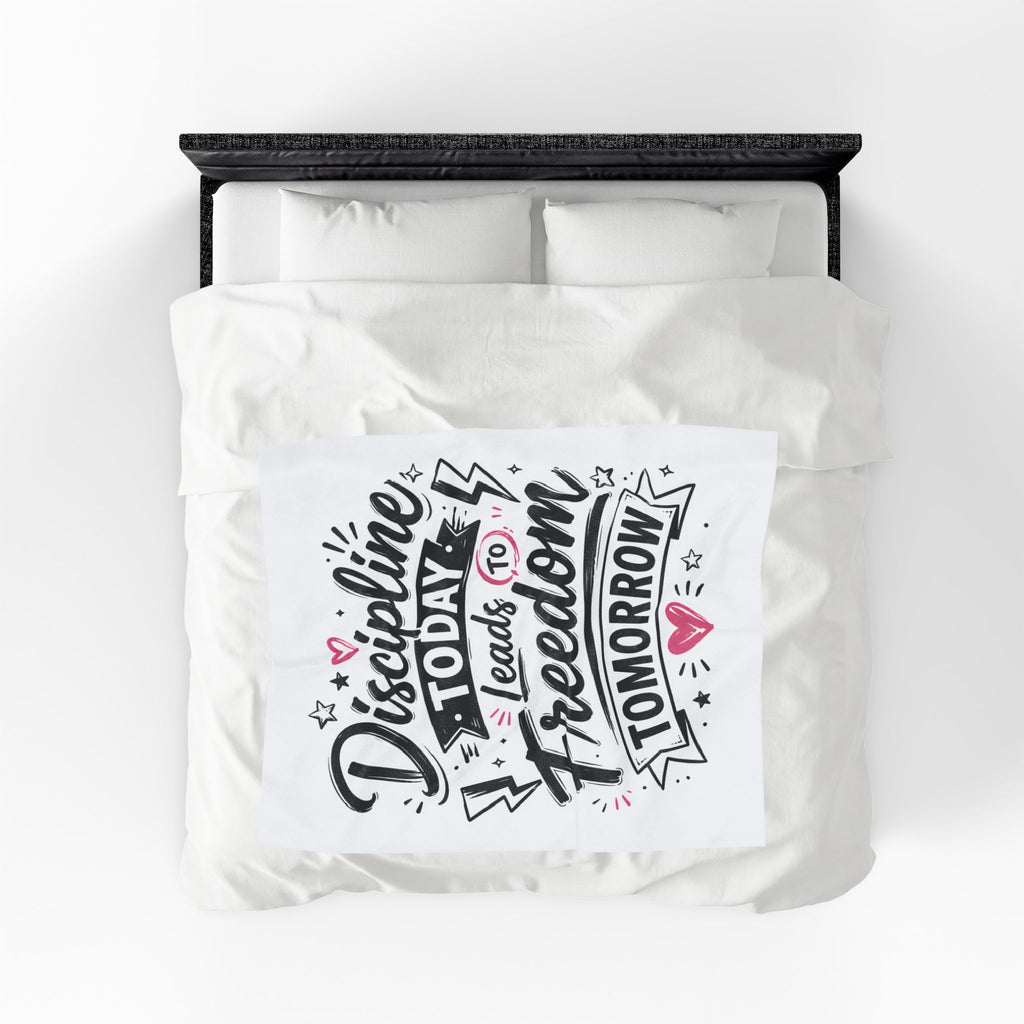 Velveteen Plush Blanket — "Discipline Today Leads to Freedom Tomorrow" Inspirational Throw Blanket