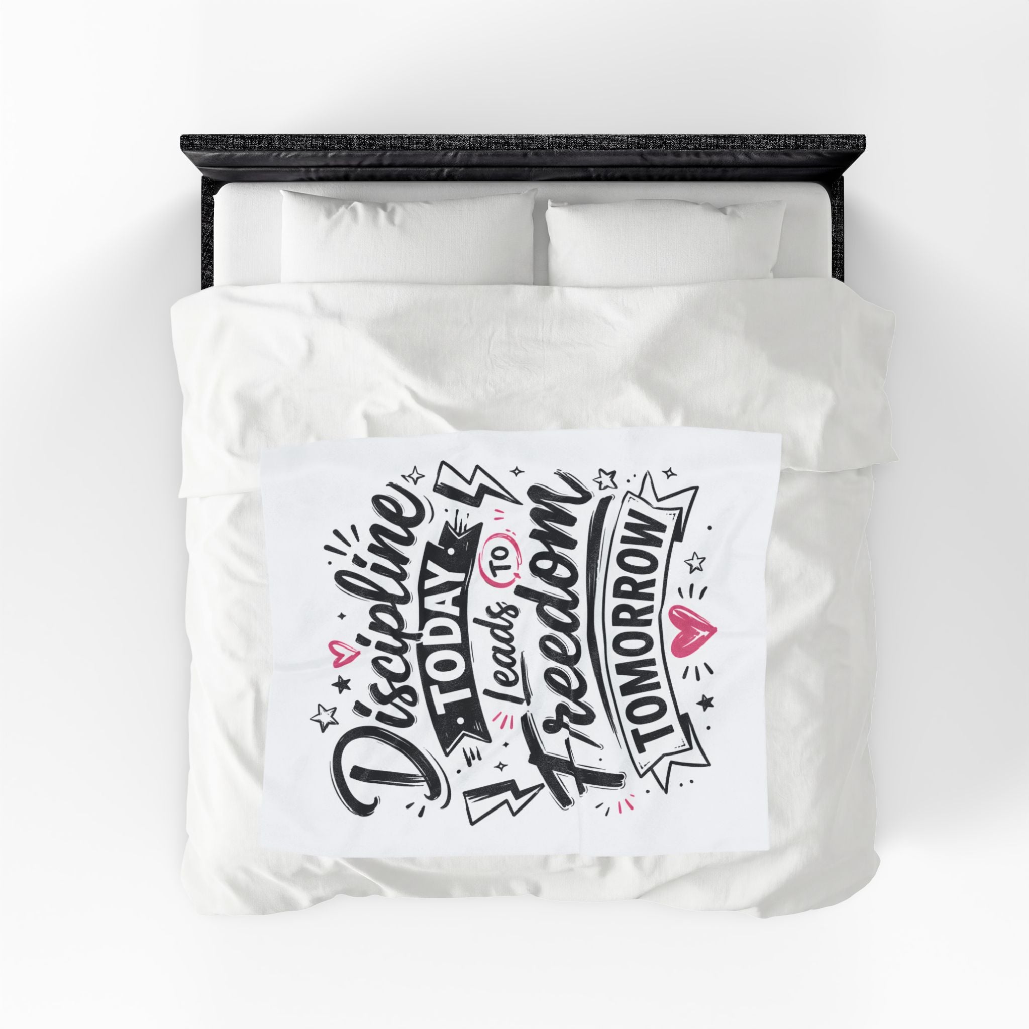 Velveteen Plush Blanket — "Discipline Today Leads to Freedom Tomorrow" Inspirational Throw Blanket