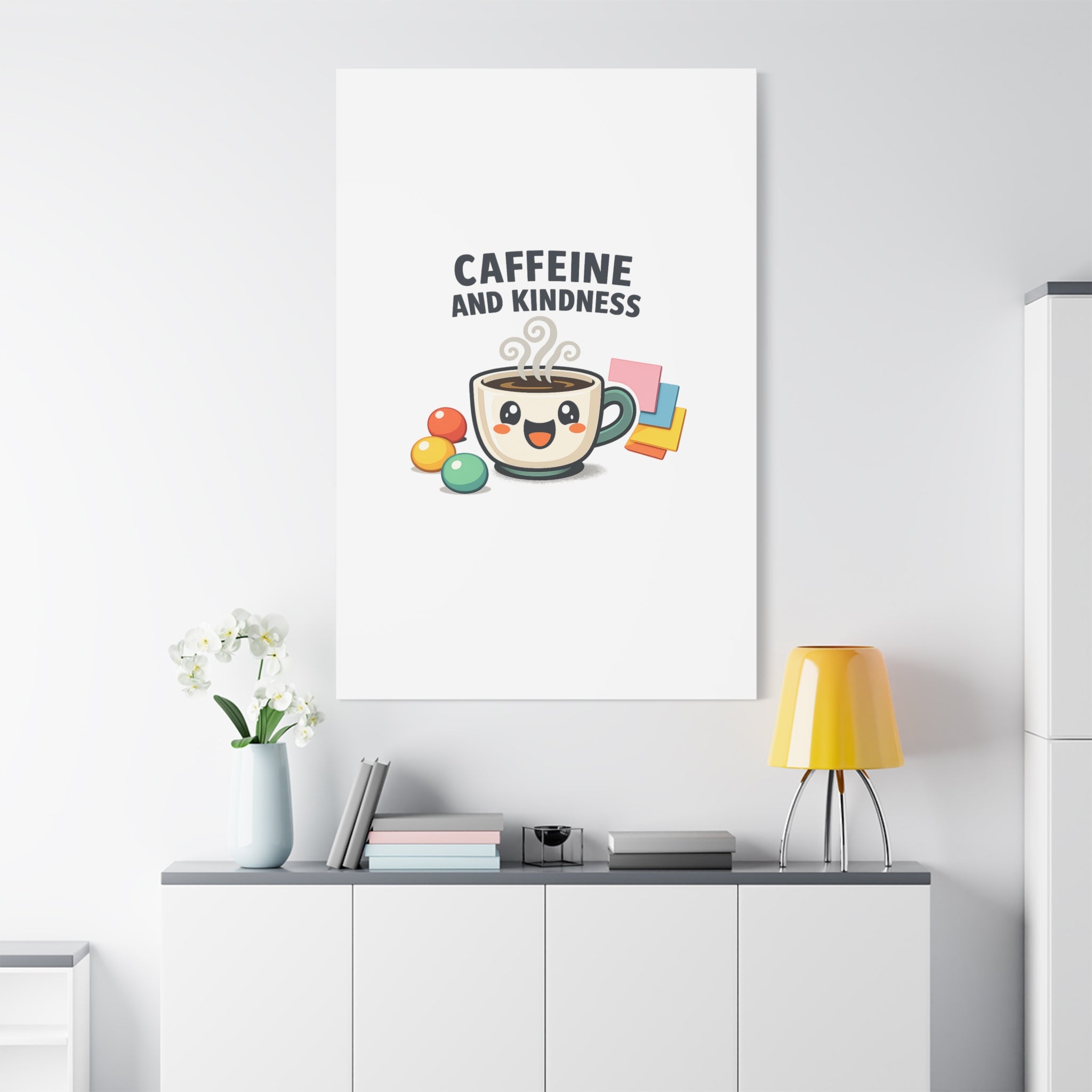 Caffeine and Kindness Canvas | Office Humor, Coffee Fuel Wall Art