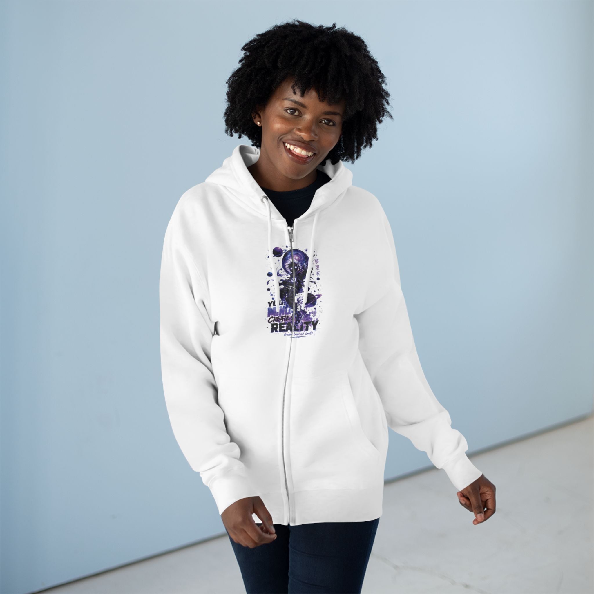 Dream Beyond Limits Zip Hoodie — Gothic Purple Graphic Zip-Up