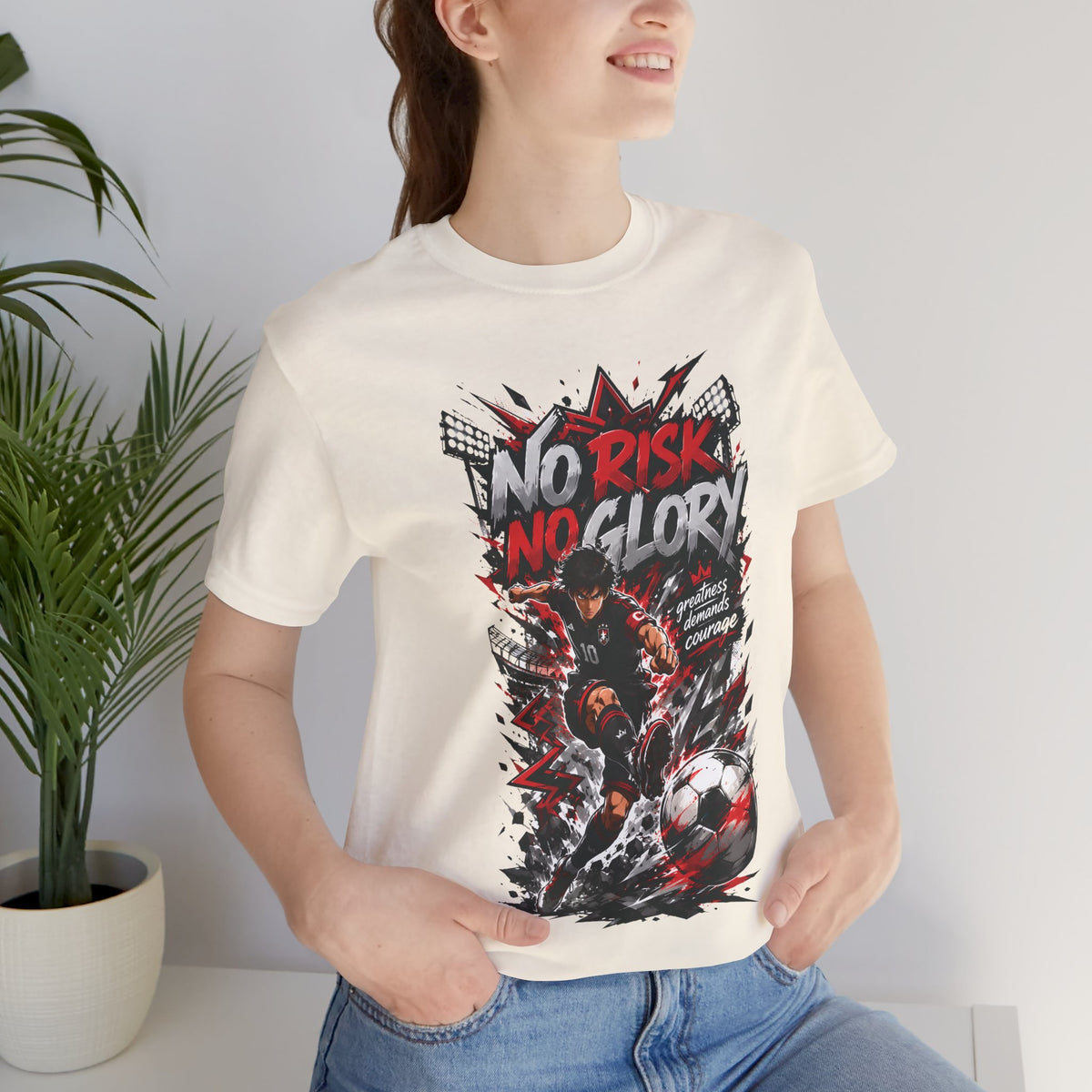 No Risk No Glory Soccer Graphic T Shirt