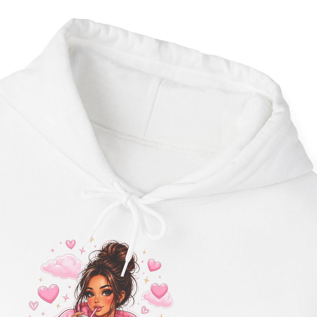 Cute Pink Heart Girl Hoodie — Cozy Graphic Sweatshirt