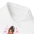 Cute Pink Heart Girl Hoodie — Cozy Graphic Sweatshirt