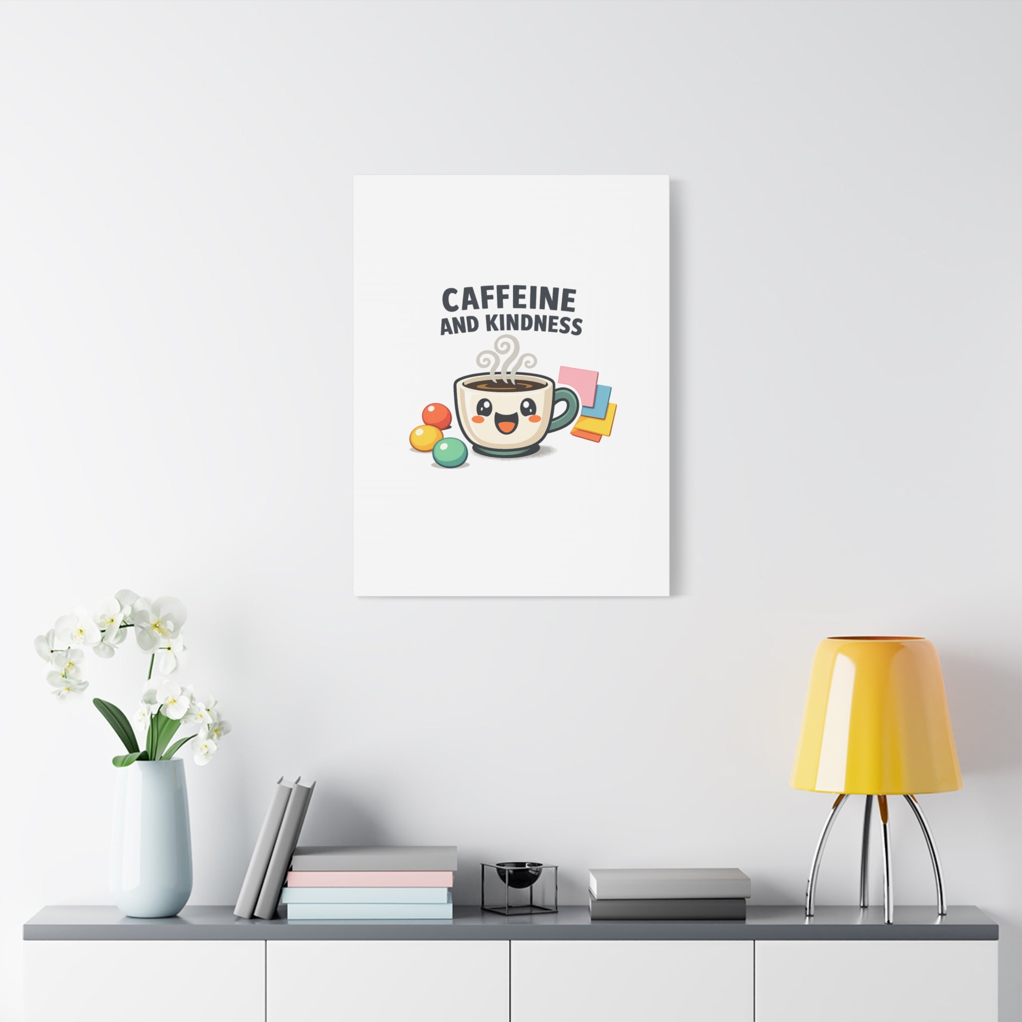 Caffeine and Kindness Canvas | Office Humor, Coffee Fuel Wall Art