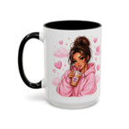 Cute Girl Pink Hoodie Coffee Mug — Iced Coffee Aesthetic Accent Mug (11/15oz)