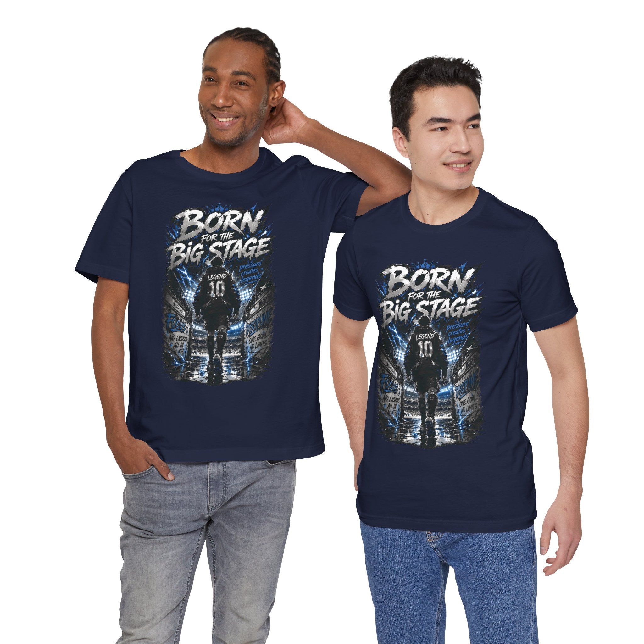 Soccer Player T‑Shirt — "Born for the Big Stage" Football Match Tee