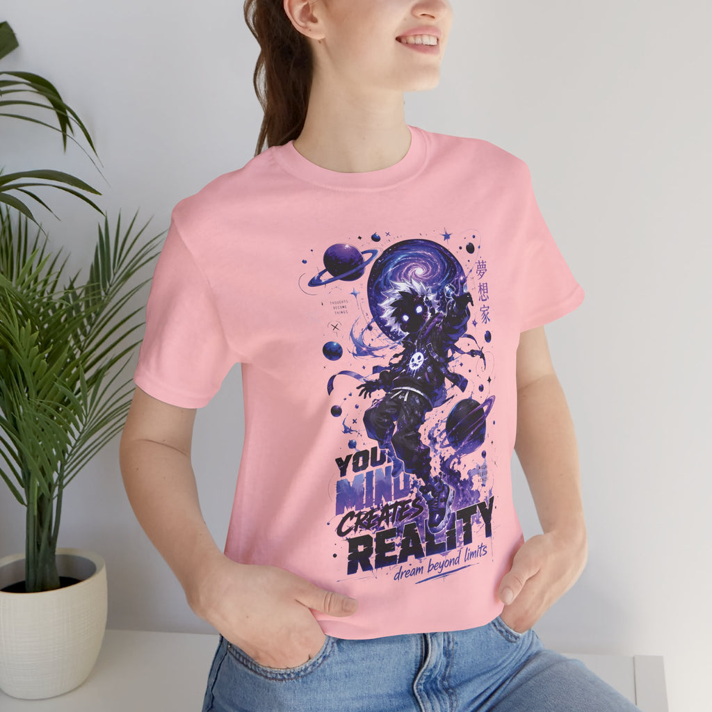 Astronaut Galaxy Tee — "Your Mind Creates Reality" Space Graphic T-Shirt