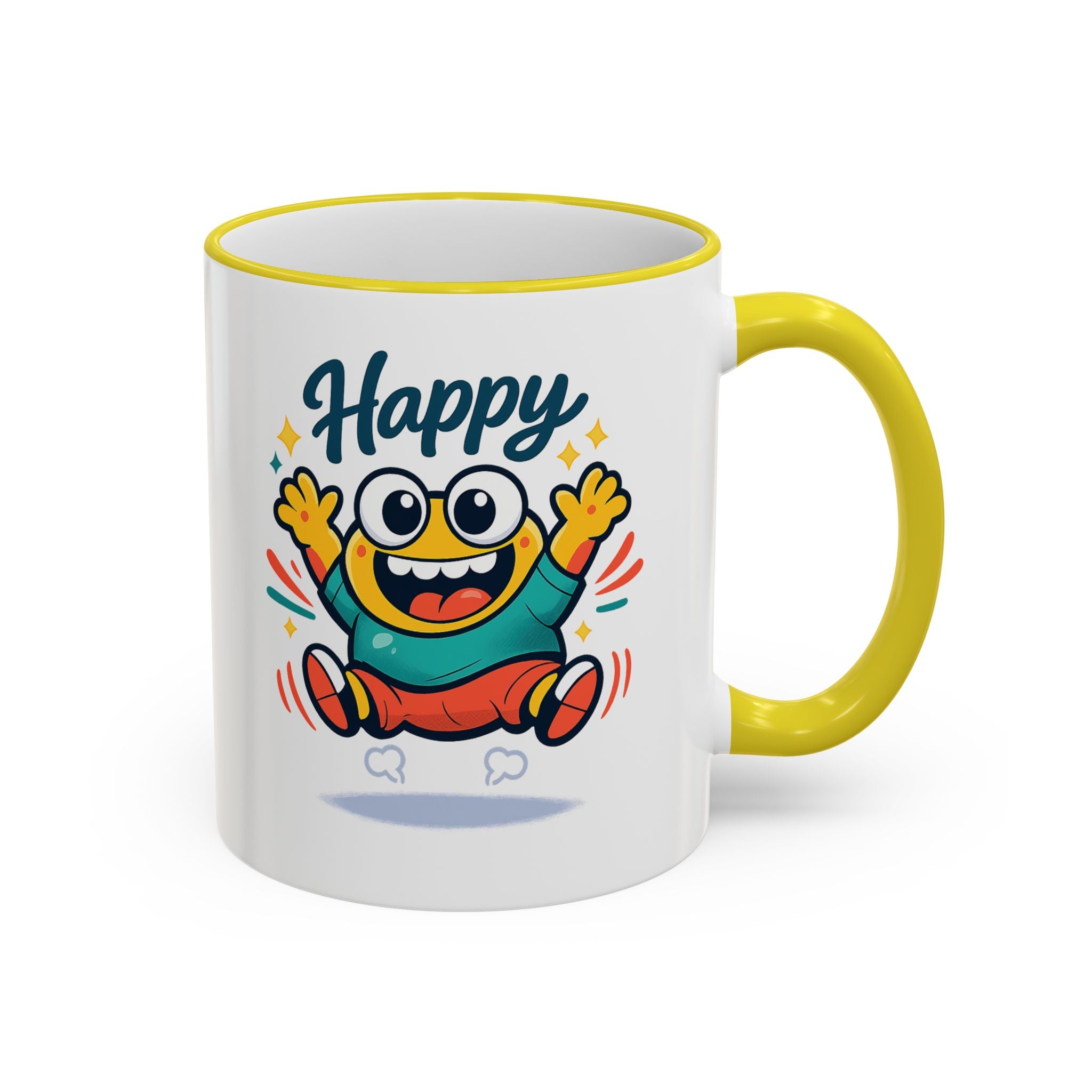Happy Monster Accent Mug - Cute Cartoon Coffee Cup (11oz/15oz)