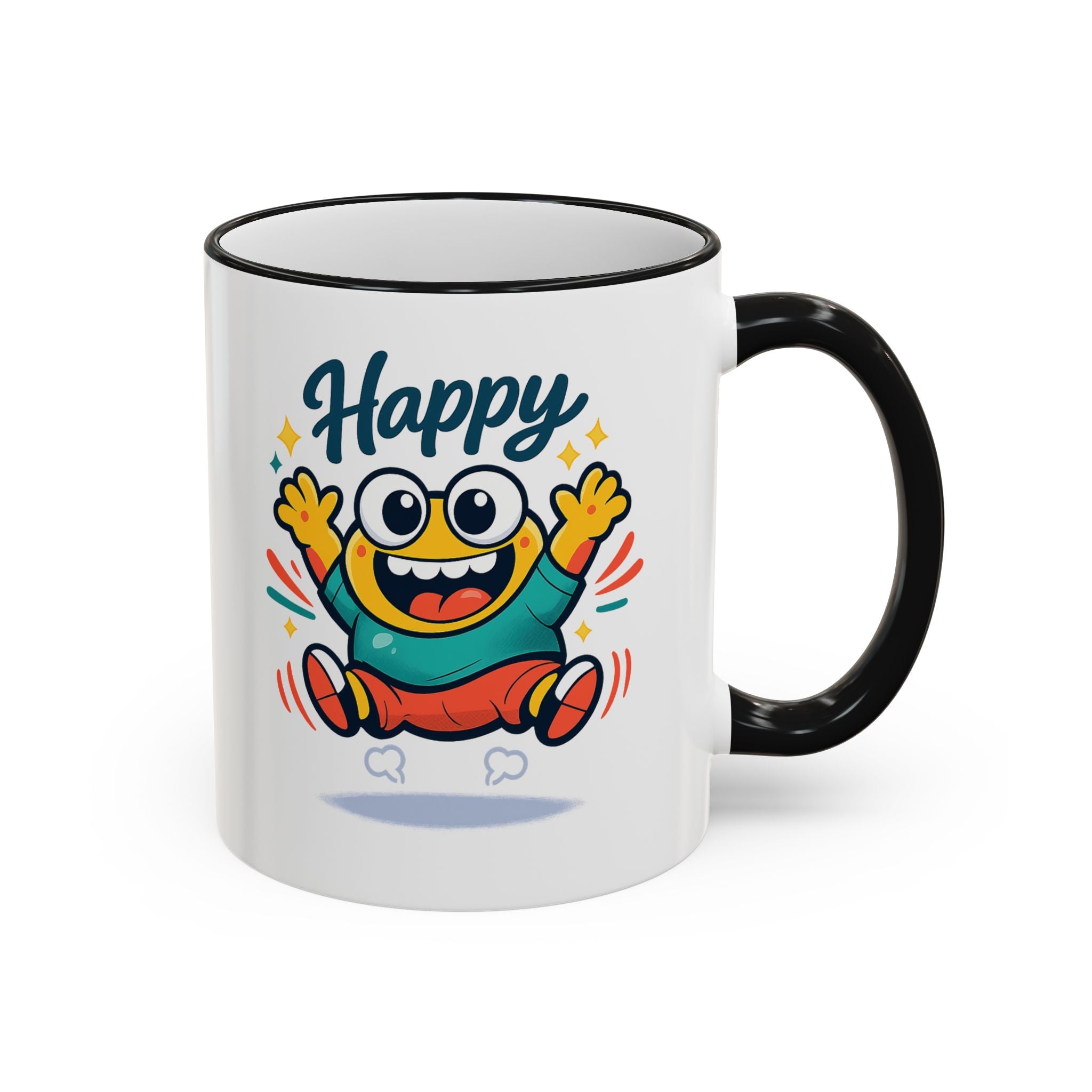 Happy Monster Accent Mug - Cute Cartoon Coffee Cup (11oz/15oz)