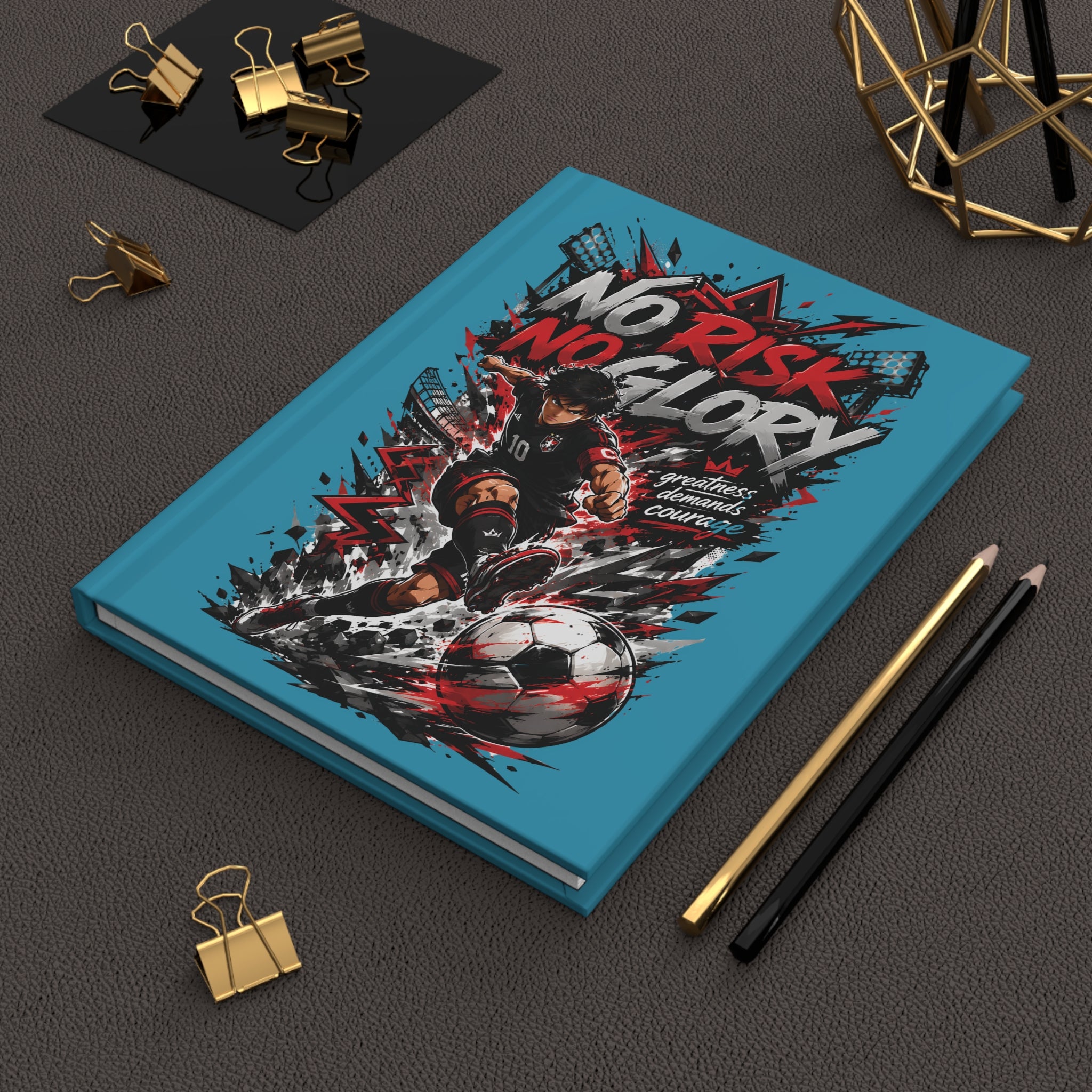 Soccer 'No Risk No Glory' Hardcover Journal