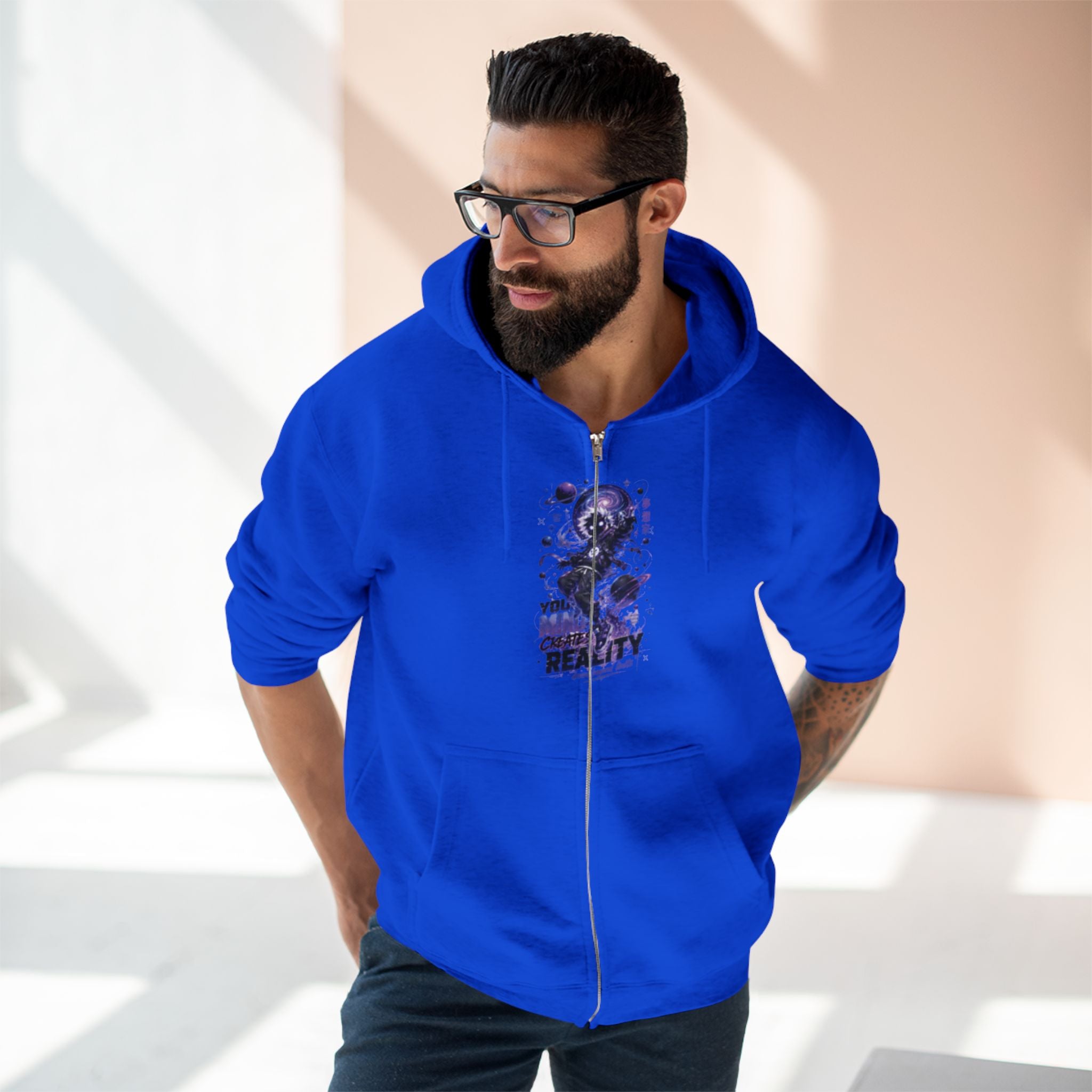 Dream Beyond Limits Zip Hoodie — Gothic Purple Graphic Zip-Up