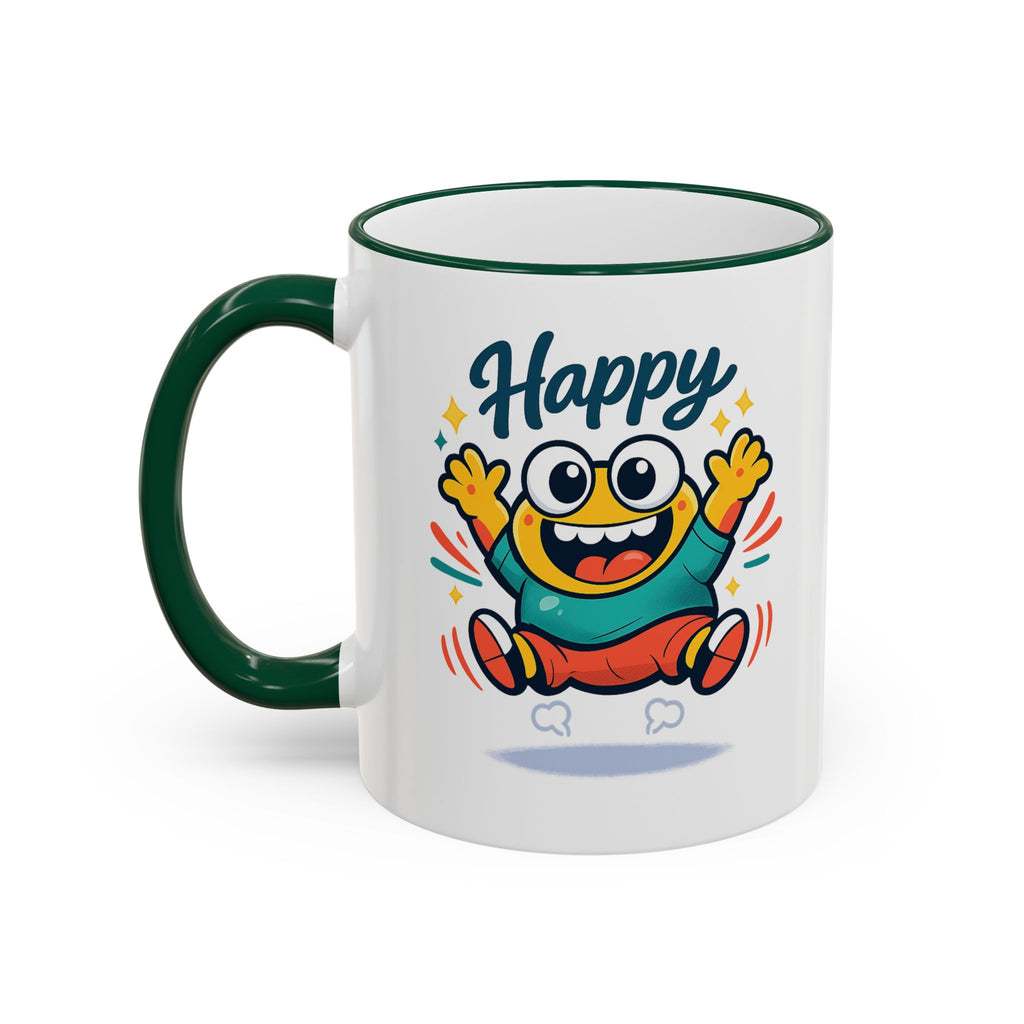 Happy Monster Accent Mug - Cute Cartoon Coffee Cup (11oz/15oz)