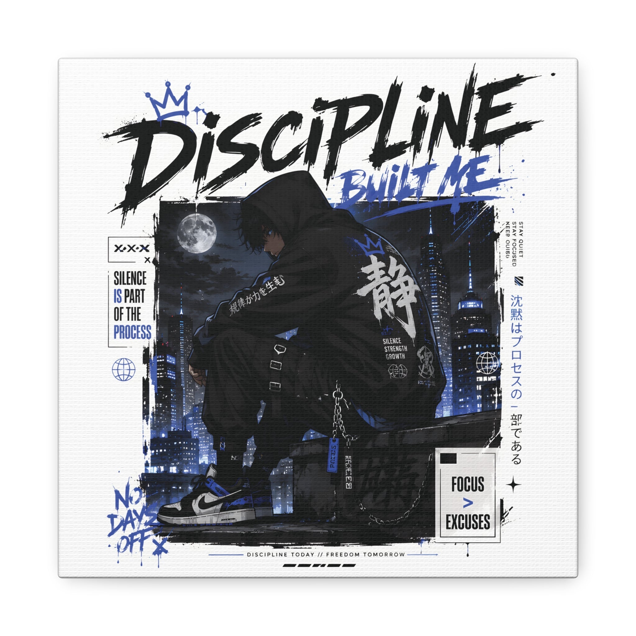 Discipline Built Me Canvas Print — Urban Streetwear Motivational Wall Art