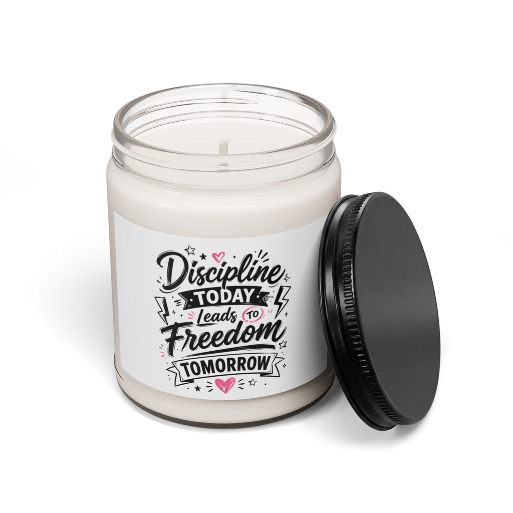 Soy Candle — "Discipline Today Leads to Freedom Tomorrow" Motivational Scented Candle (9oz)