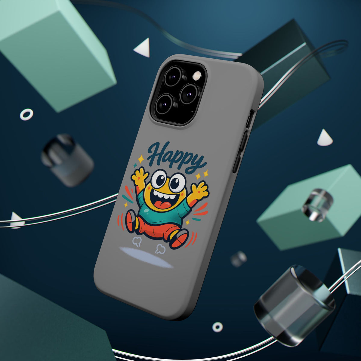 Happy Monster Magnetic Protective Phone Case Gray