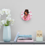 Cozy Pink Hoodie Girl Acrylic Wall Clock