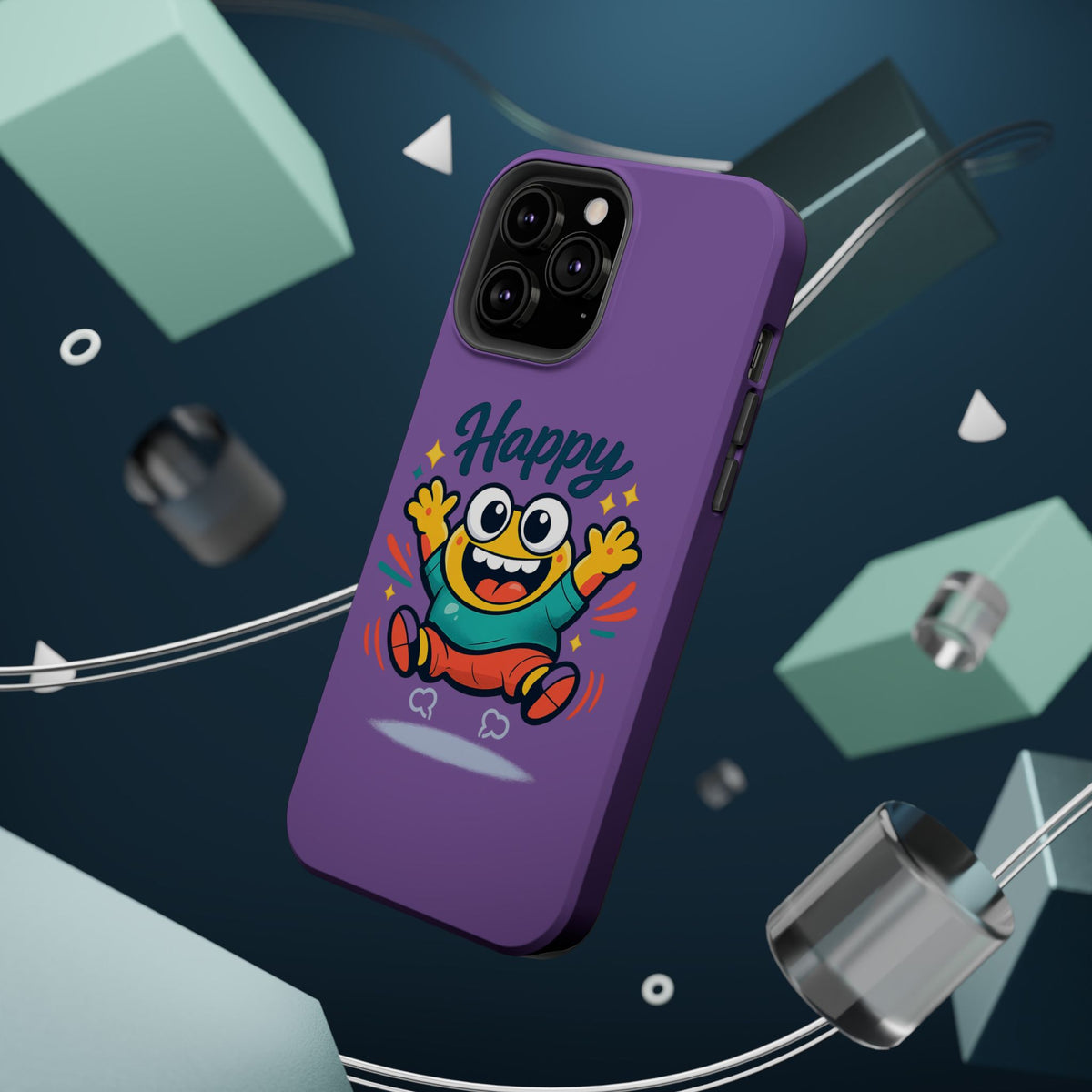Happy Monster Magnetic Protective Phone Case Purple
