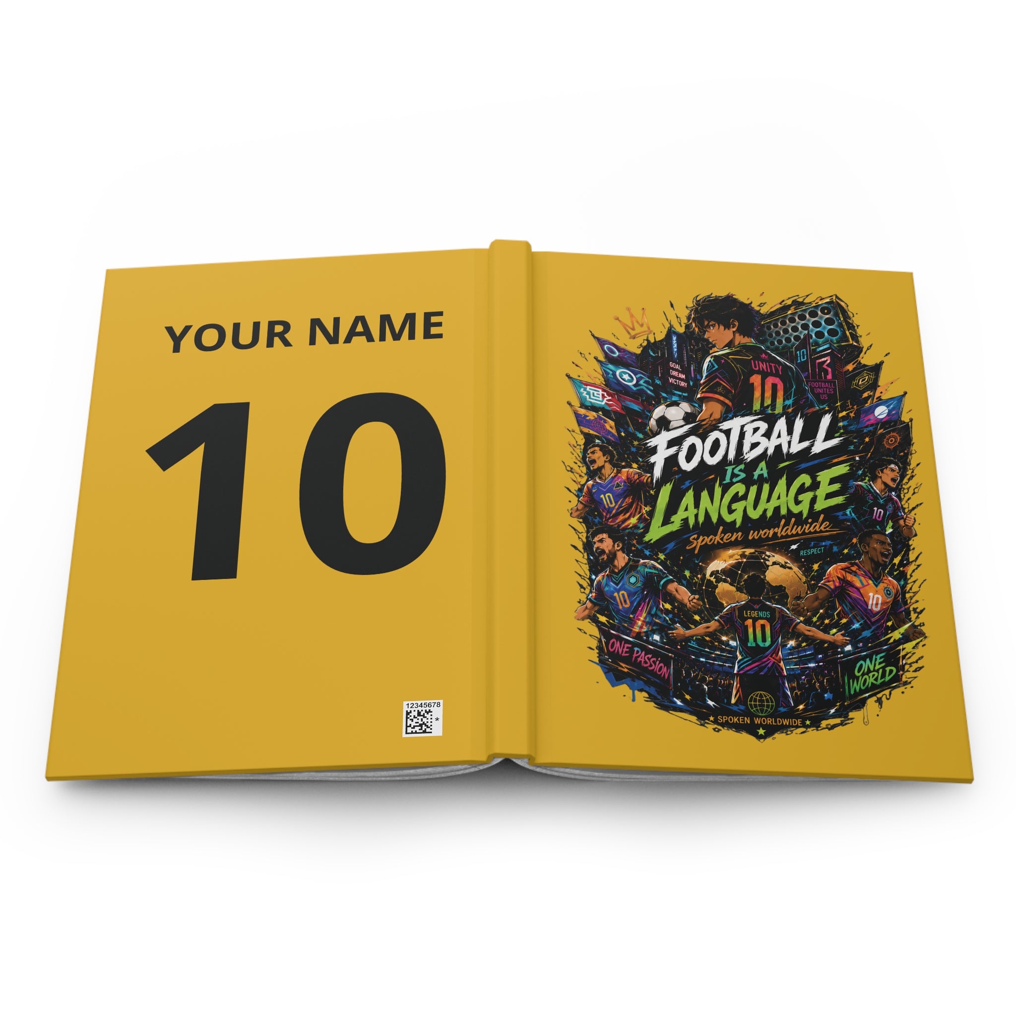 Football Is a Language Hardcover Journal — Personalized Soccer Number 10 Notebook