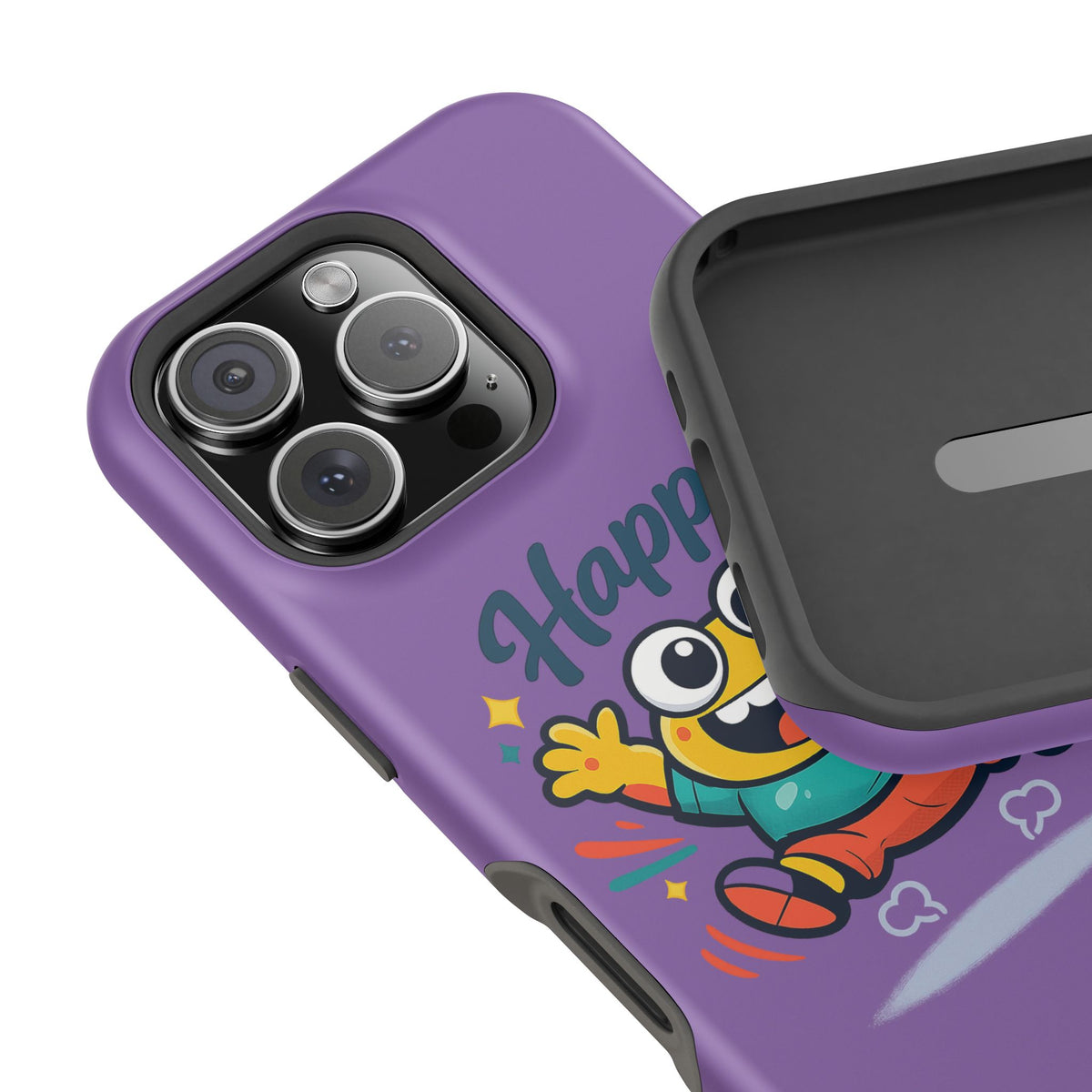 Happy Monster Magnetic Protective Phone Case Purple