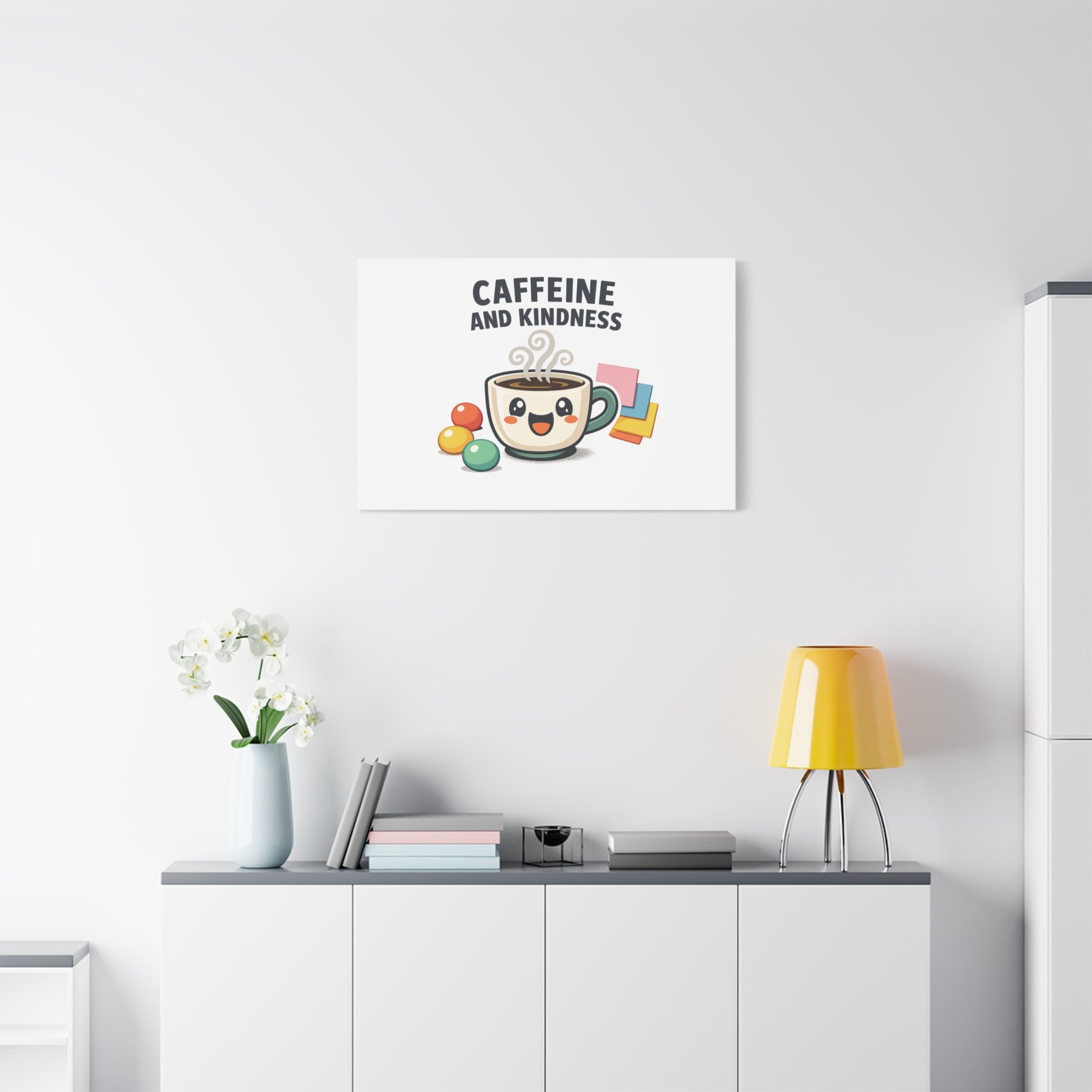 Caffeine and Kindness Canvas | Office Humor, Coffee Fuel Wall Art
