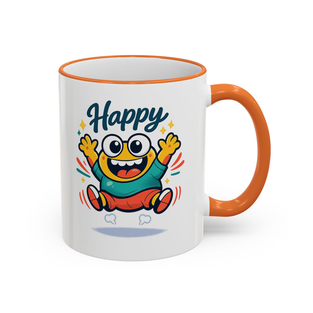 Happy Monster Accent Mug - Cute Cartoon Coffee Cup (11oz/15oz)