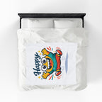 Happy Mood Face Velveteen Plush Blanket | thick outline kawaii cartoon