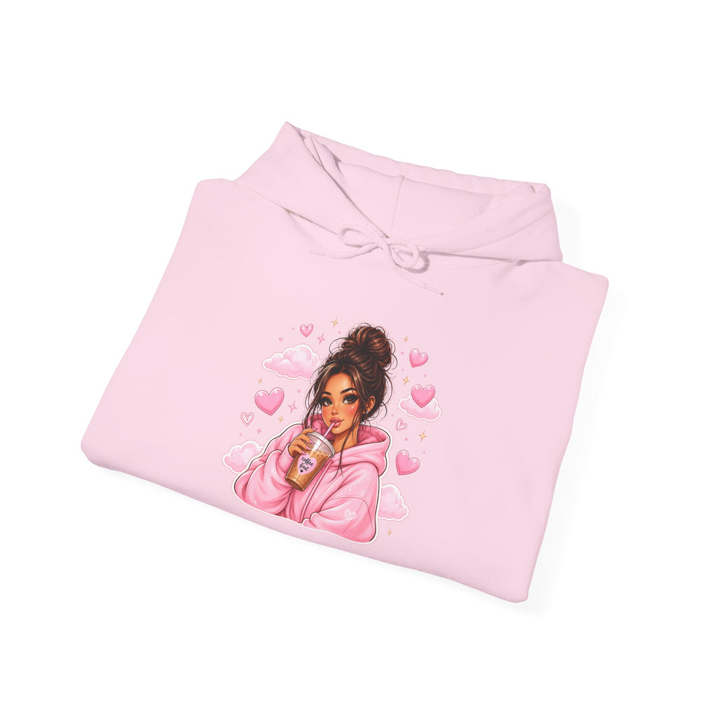 Cute Pink Heart Girl Hoodie — Cozy Graphic Sweatshirt