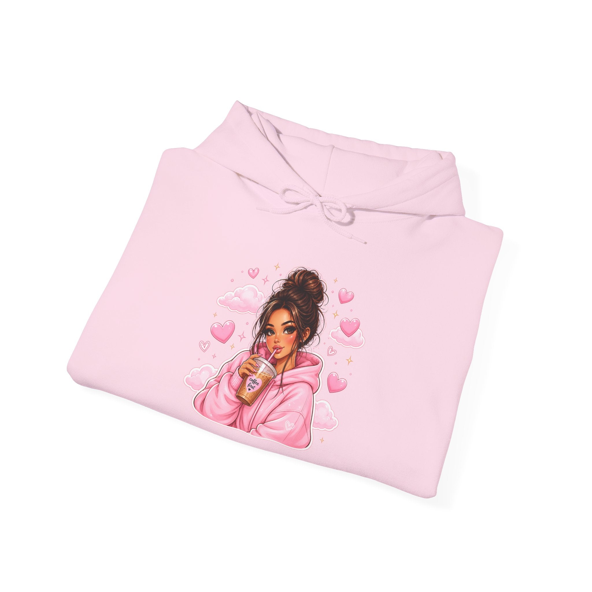 Cute Pink Heart Girl Hoodie — Cozy Graphic Sweatshirt