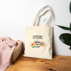 Caffeine and Kindness Tote - Cotton Canvas Everyday Bag