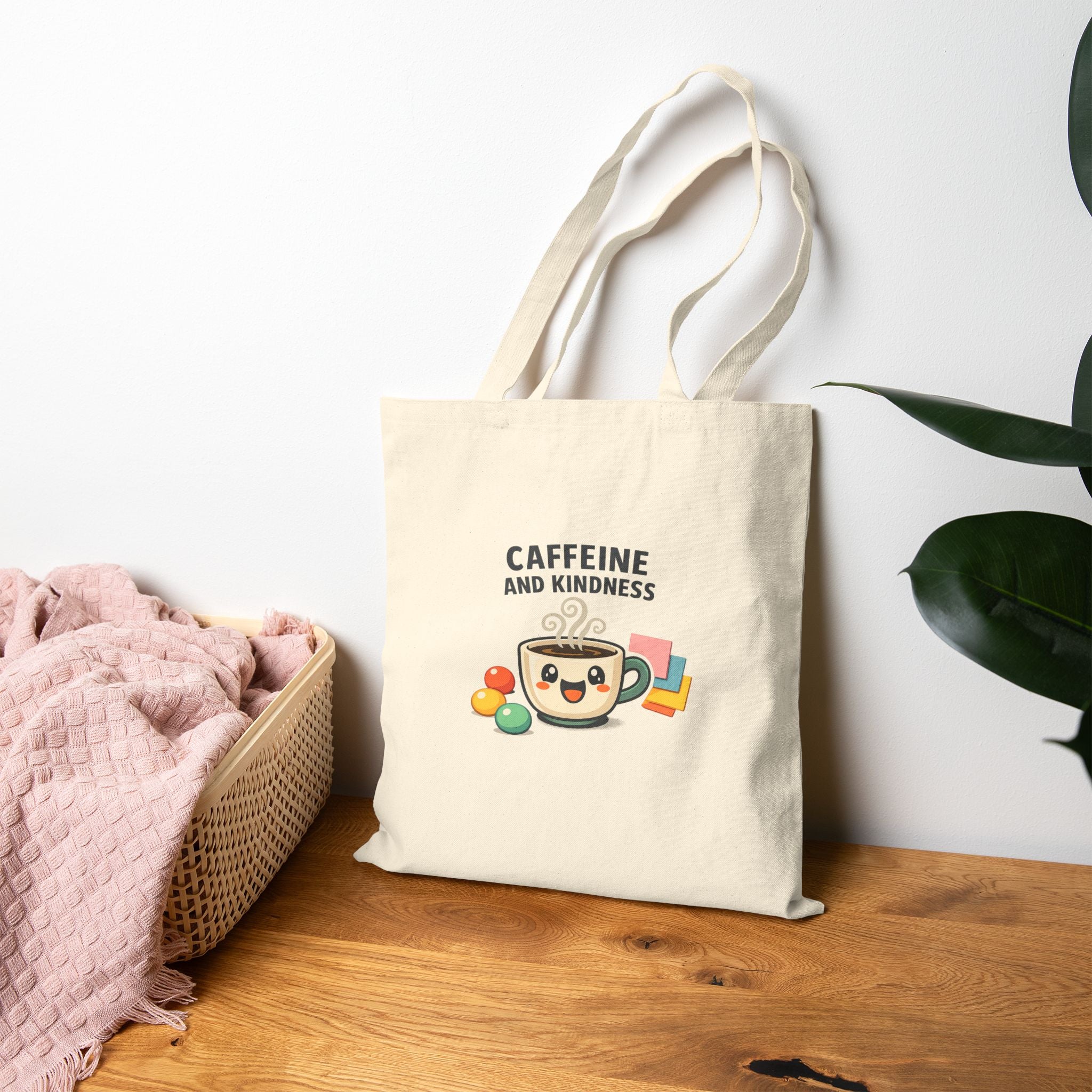 Caffeine and Kindness Tote - Cotton Canvas Everyday Bag