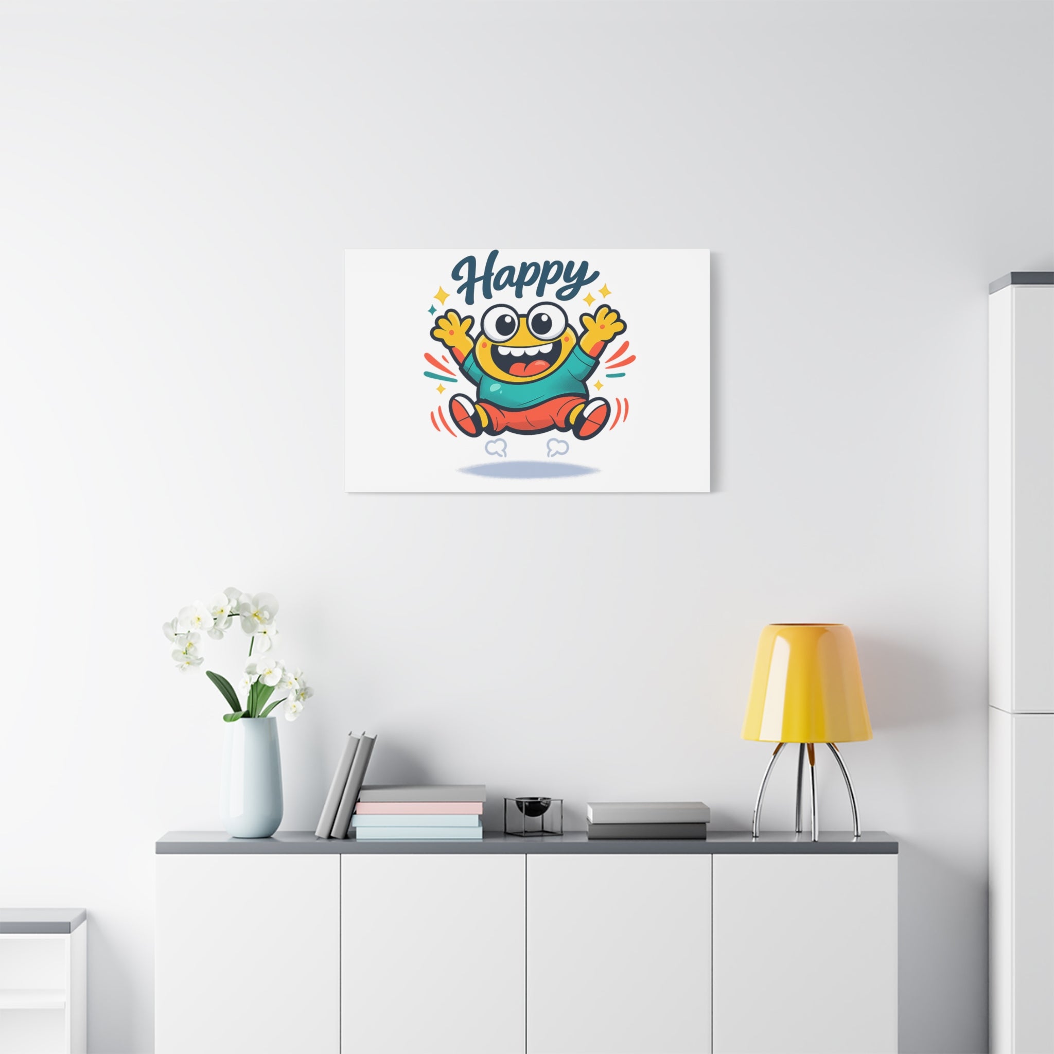 Happy Blob Cartoon Canvas | Bold Cartoon, Thick Outline, Kawaii Minimal