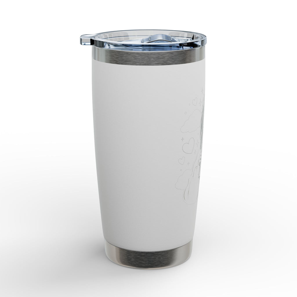 20oz Engraved Tumbler — Cute Girl Drinking Coffee Sketch