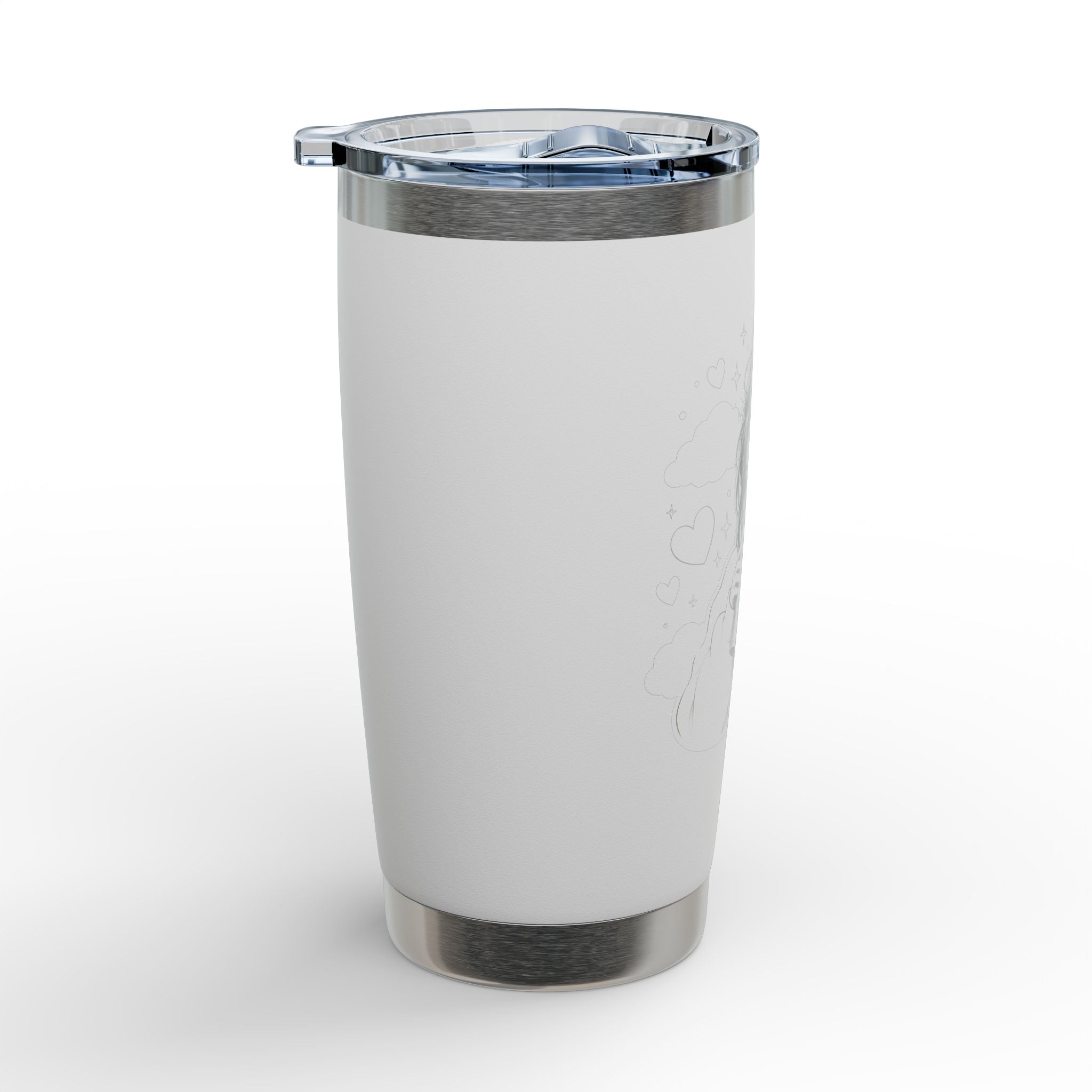 20oz Engraved Tumbler — Cute Girl Drinking Coffee Sketch