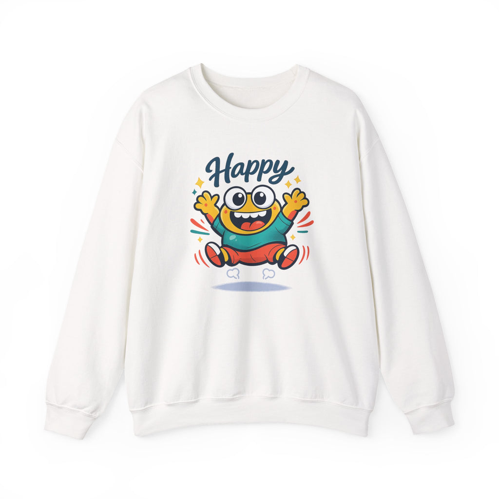 Happy Blob Cartoon Crewneck Sweatshirt | kawaii minimal, thick outline