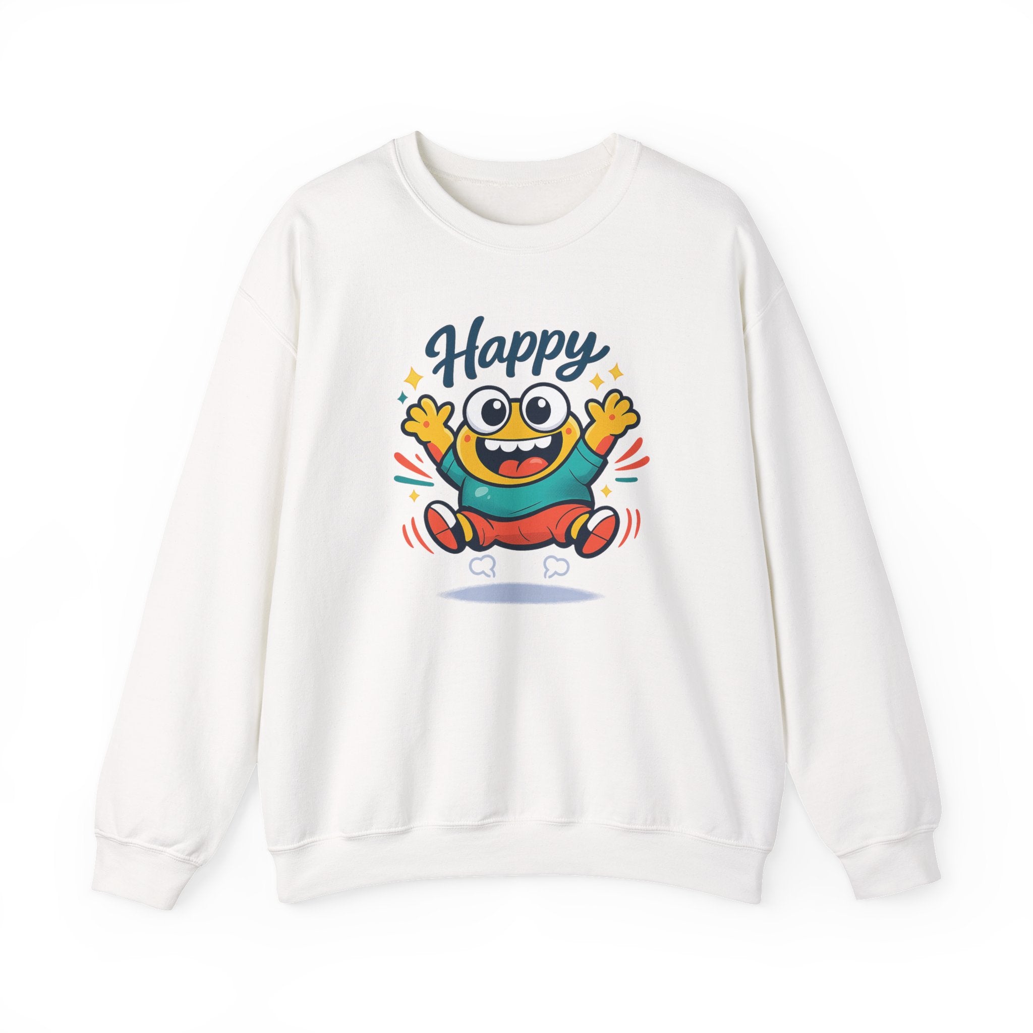 Happy Blob Cartoon Crewneck Sweatshirt | kawaii minimal, thick outline