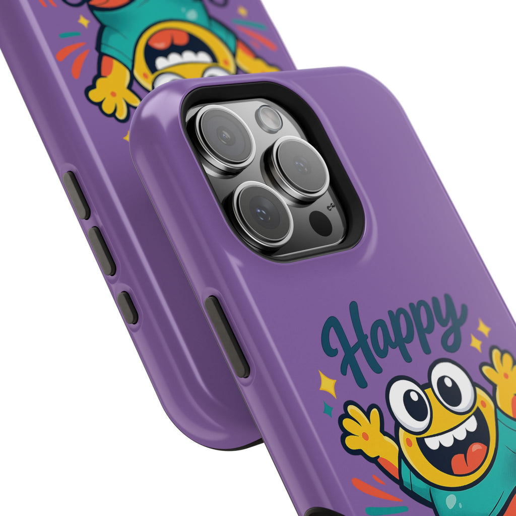 Happy Monster Magnetic Protective Phone Case Purple