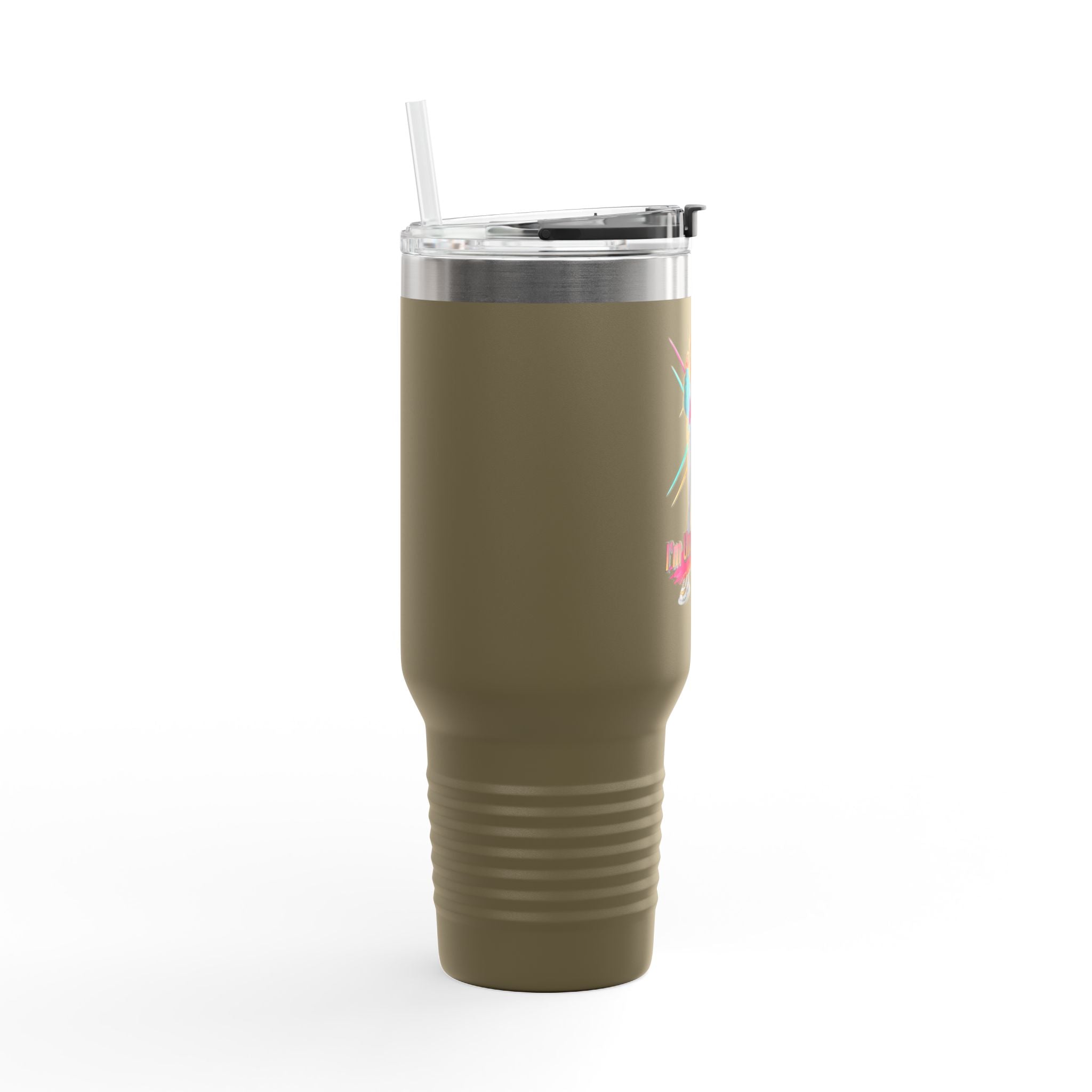 40oz Insulated Travel Mug — “I’m Unstoppable” Retro Fitness Graphic