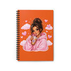 Cute Girl Drinking Boba Spiral Notebook – Pink Hoodie Illustration Ruled Journal