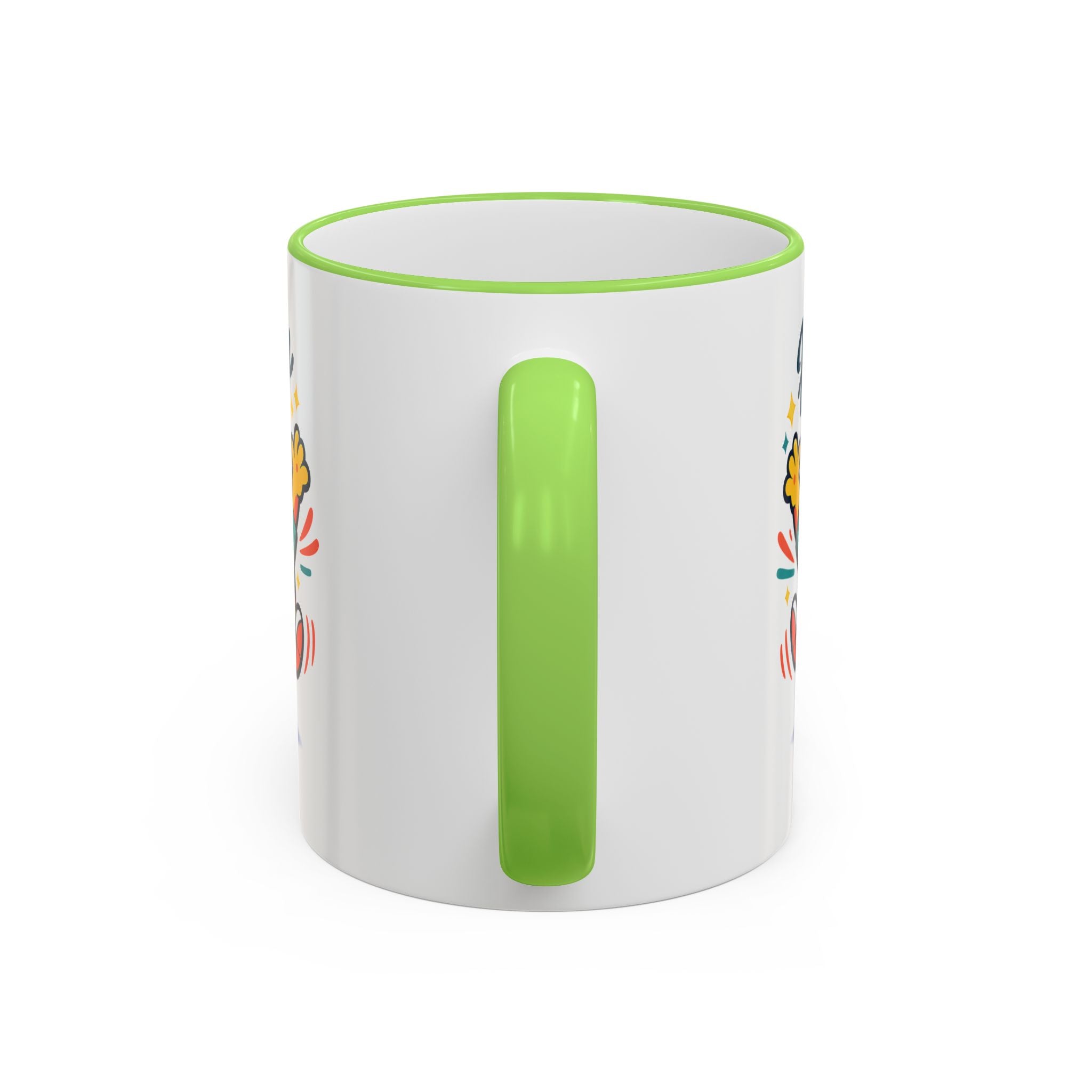 Happy Monster Accent Mug - Cute Cartoon Coffee Cup (11oz/15oz)