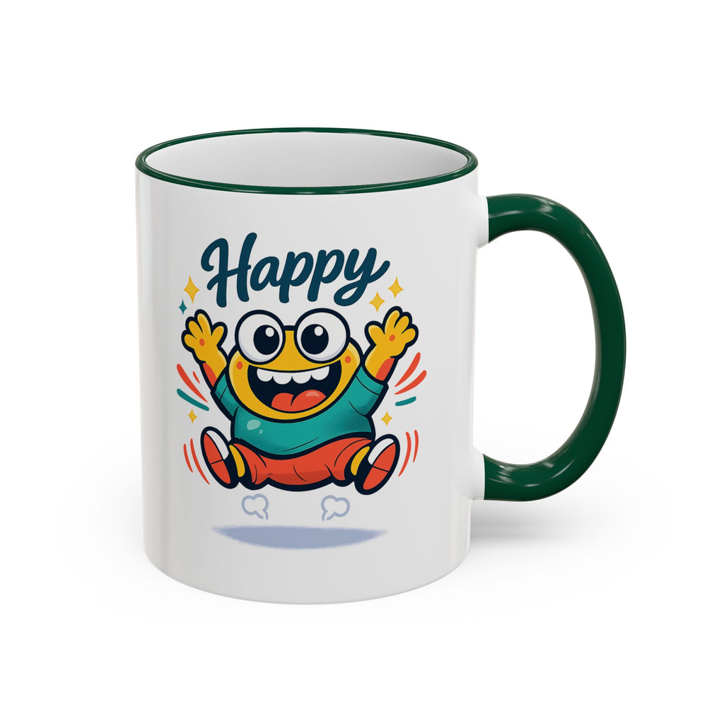 Happy Monster Accent Mug - Cute Cartoon Coffee Cup (11oz/15oz)