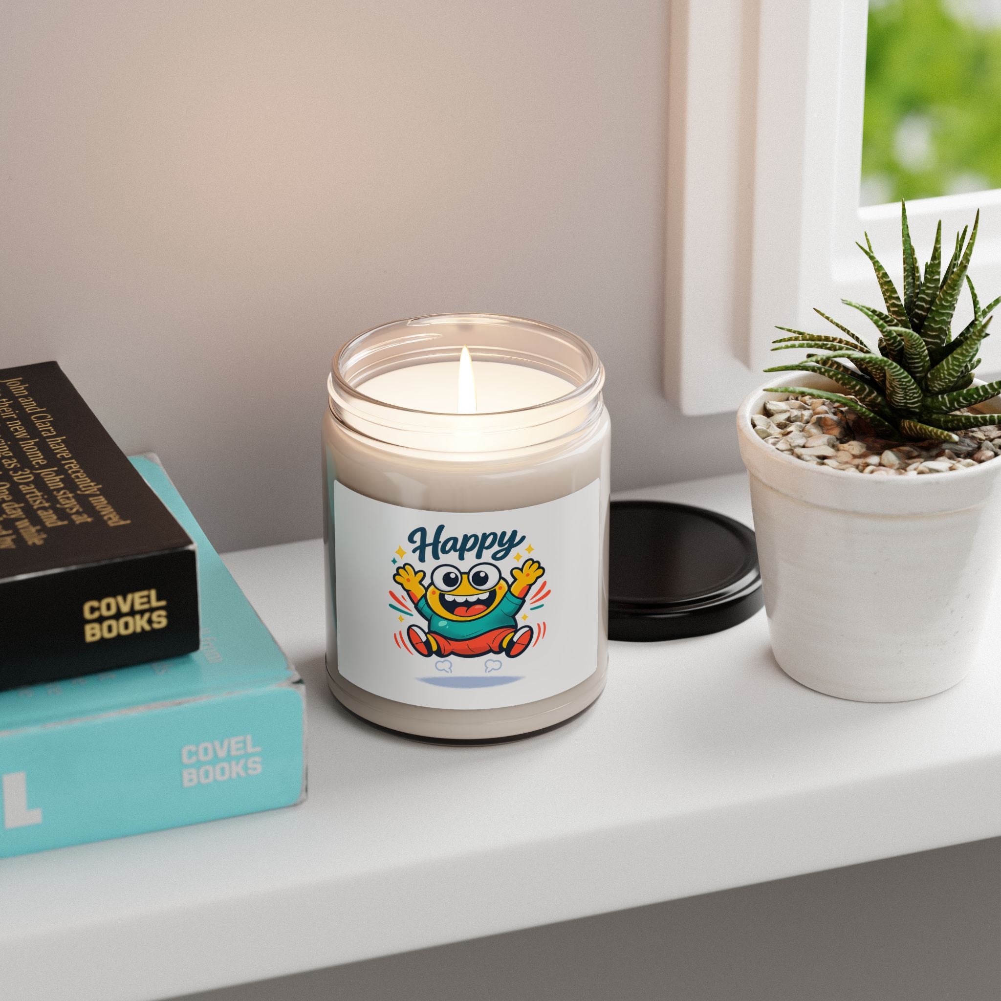 Happy blob face Candle | kawaii minimal, thick outline