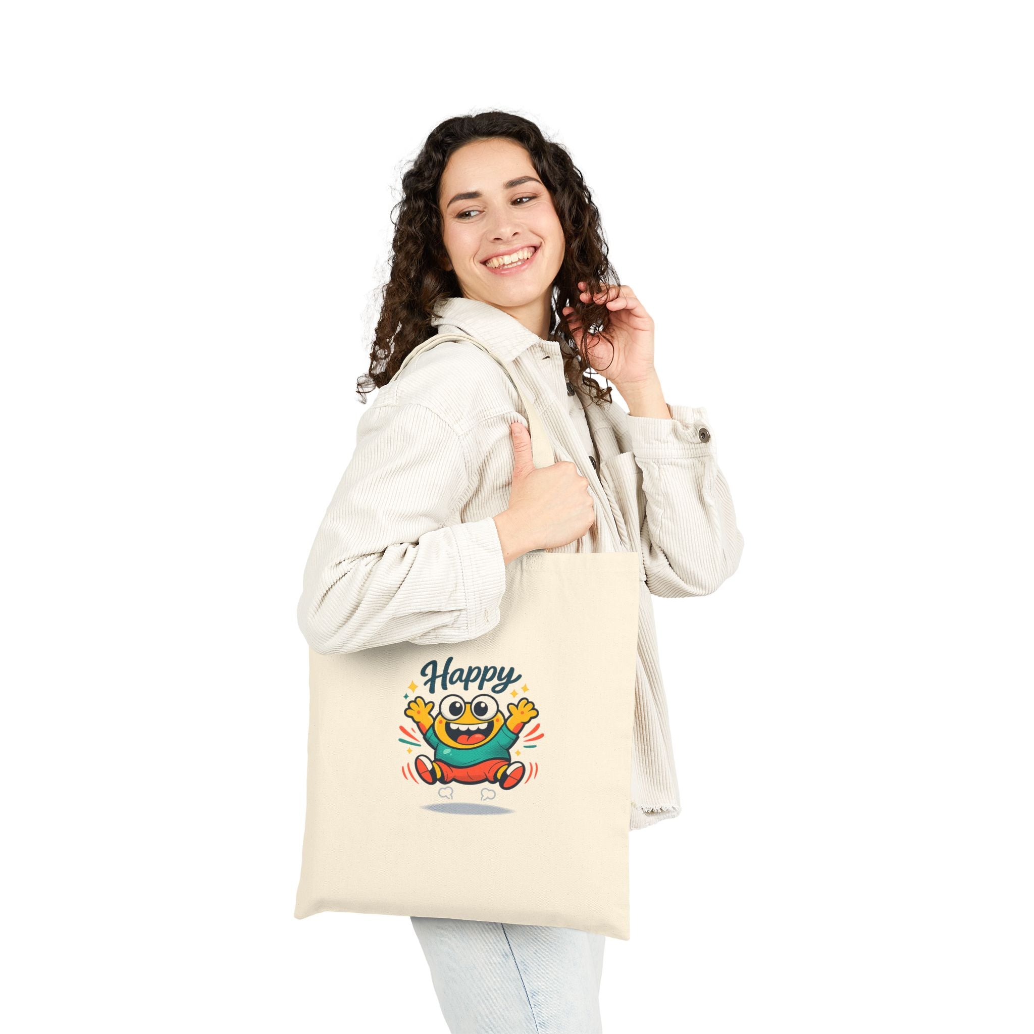 Happy Blob Face Tote Cute Kawaii Canvas Bag