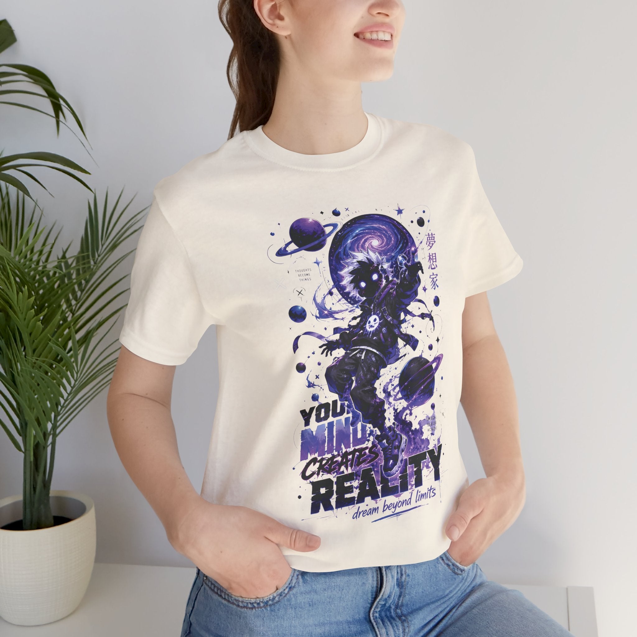 Astronaut Galaxy Tee — "Your Mind Creates Reality" Space Graphic T-Shirt
