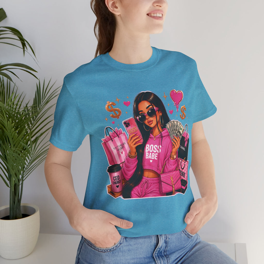Boss Babe Pink Fashion Tee — Women’s Glam Money & Shopping Graphic Shirt