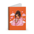 Cute Girl Drinking Boba Spiral Notebook – Pink Hoodie Illustration Ruled Journal