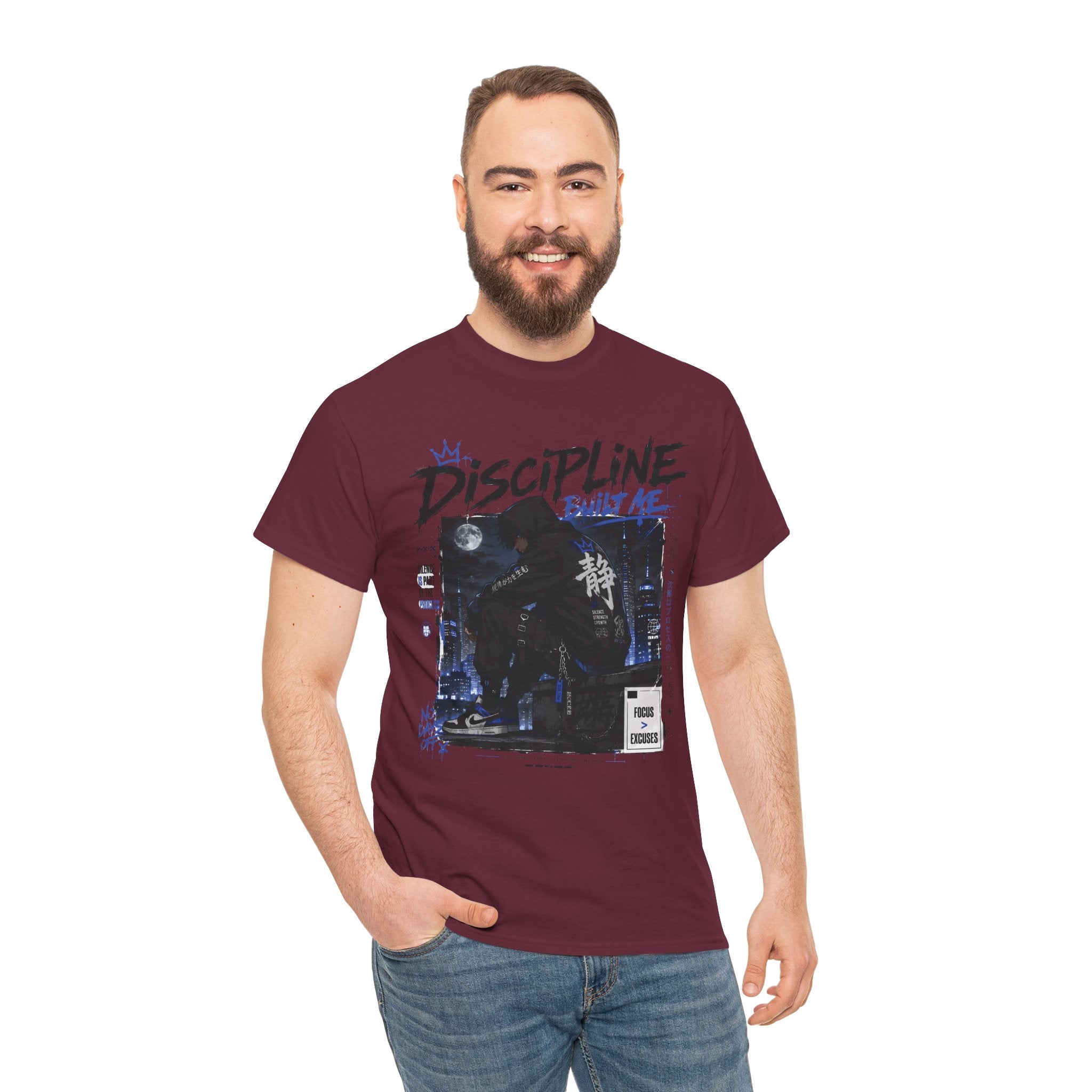 Discipline Anime Graphic Tee — Night Samurai Streetwear