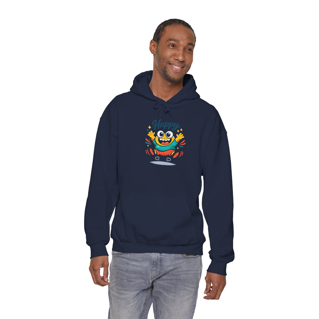 Happy Blob Cartoon Hoodie – Minimal Smiley Graphic Pullover